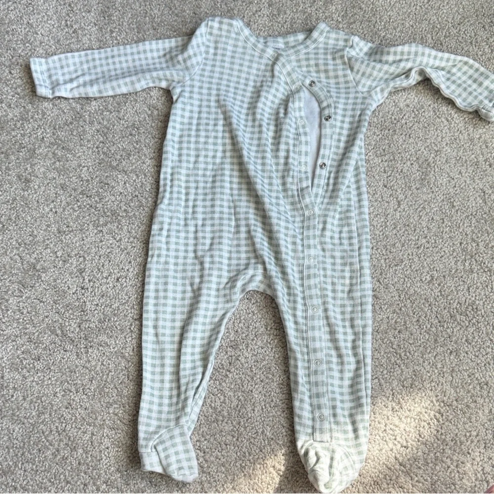 Nordstrom Gingham Kids Footie - Light Gray and White - Picture 1 of 2
